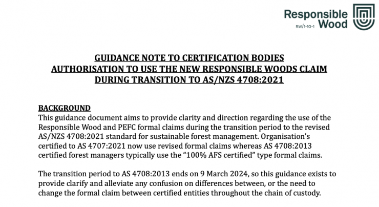 Authorisation to use the new Responsible Woods Claim