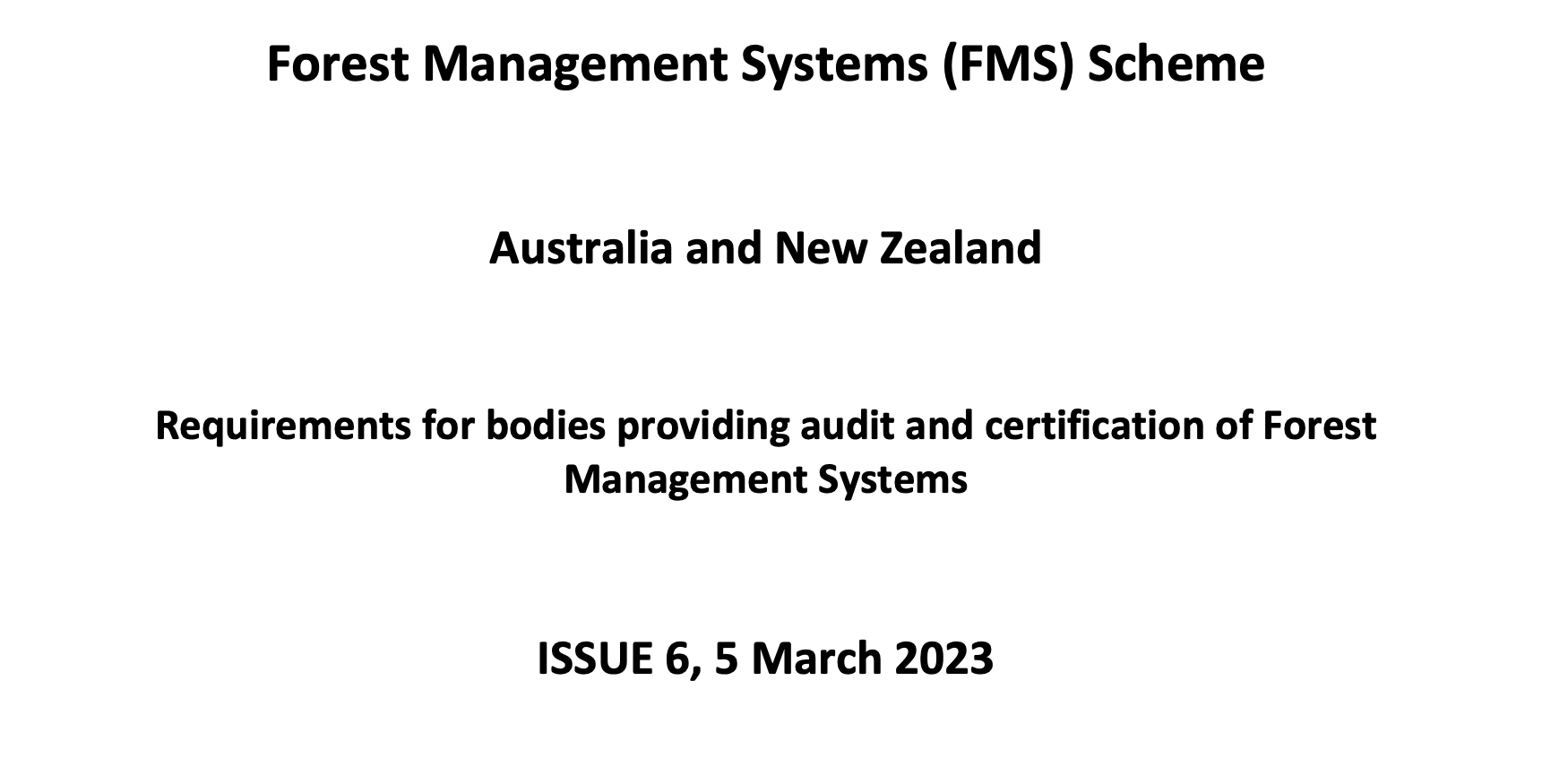 Forest Management Systems Scheme ISSUE 6, 5 March 2023